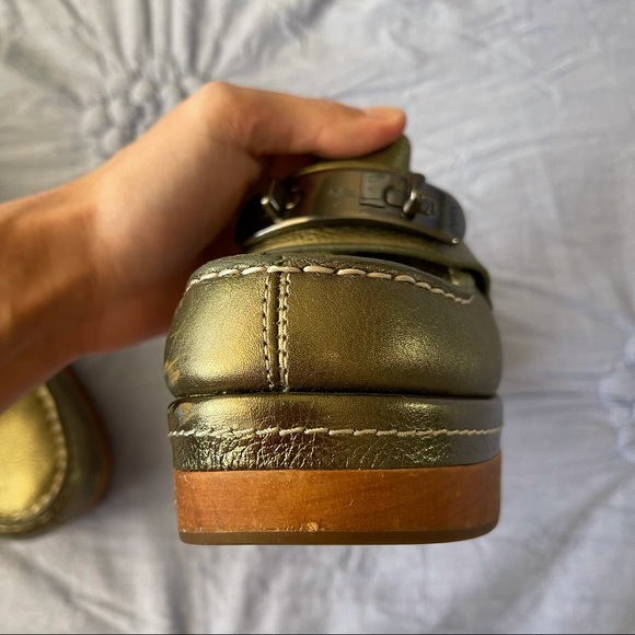 SOLD! Coach Adrienne Leather Wood Clog Mules 💚 - Picture 12 of 13